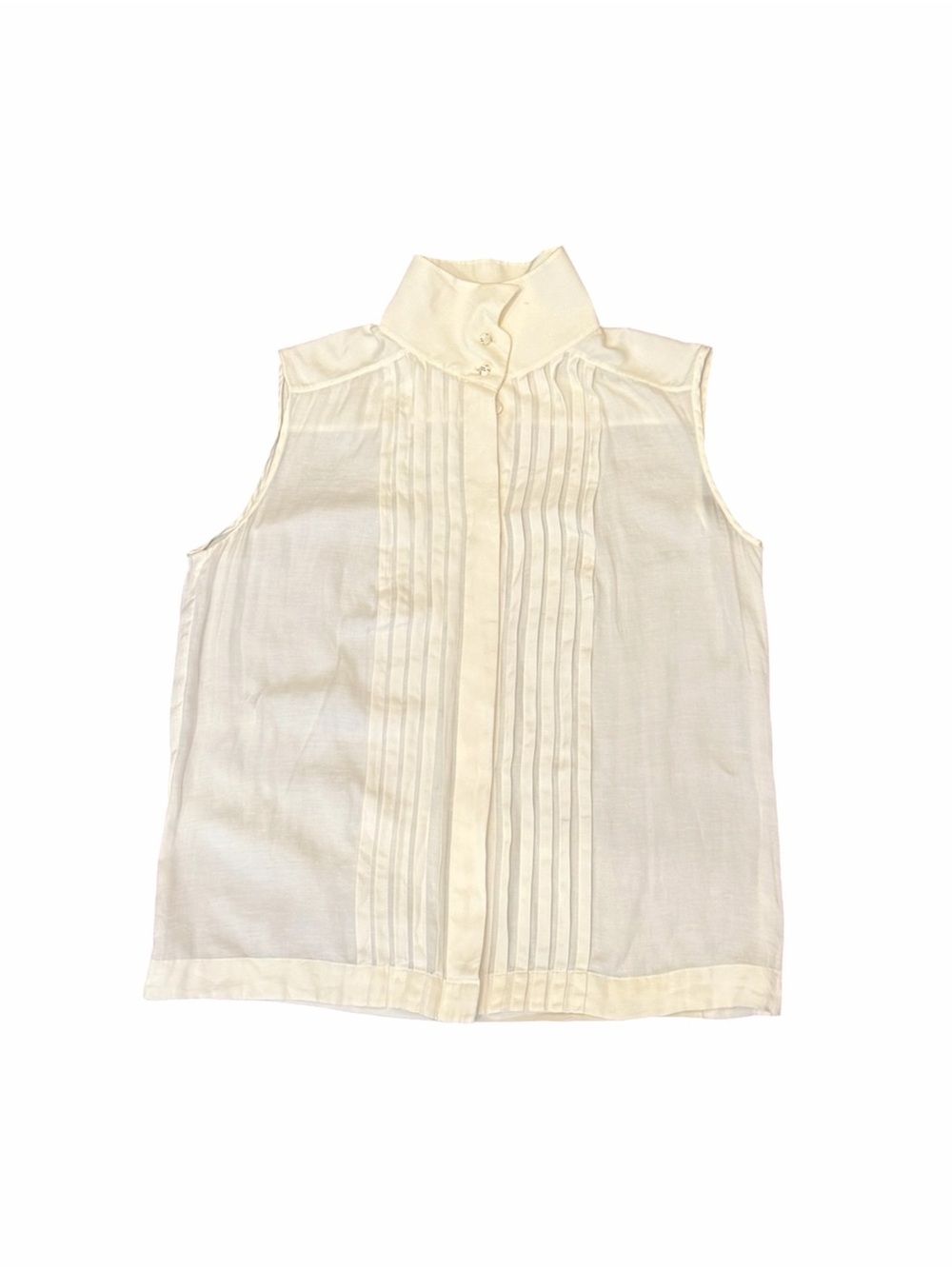 CHANEL elegant cream sleevless blouse